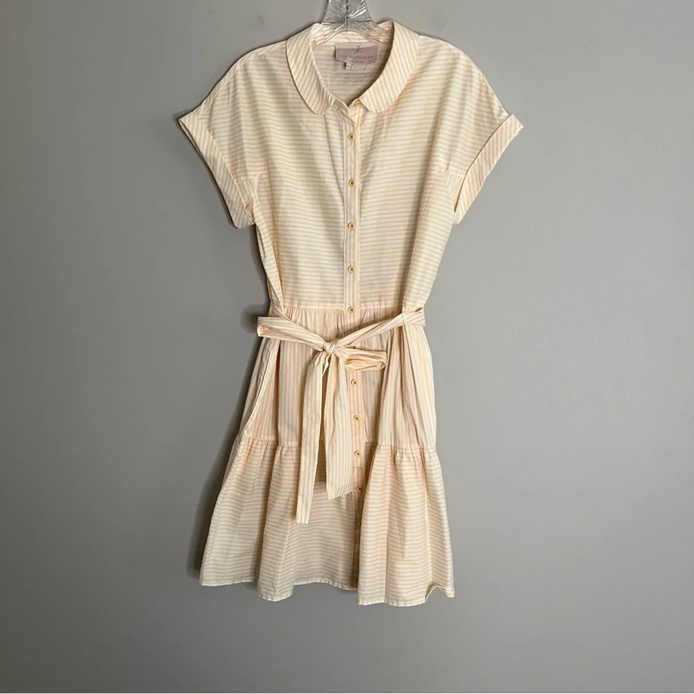 Gal Meets Glam Amber Yellow White Striped Dress Women's Size 8